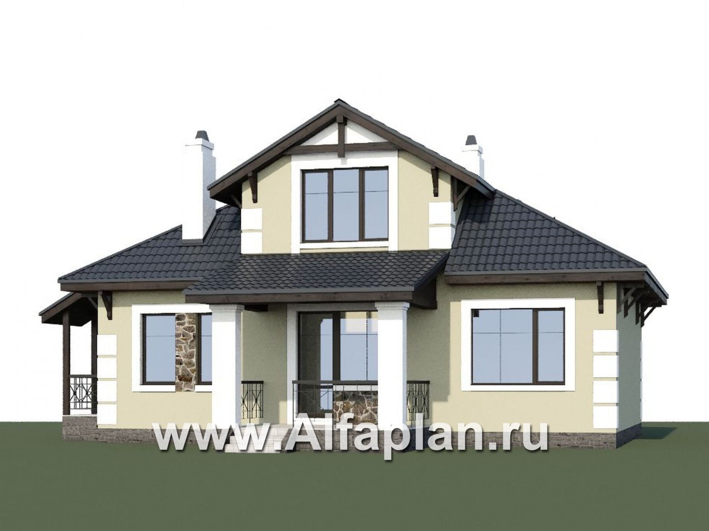 Проекты домов Альфаплан - «Простоквашино» - дом для маленького участка с жилой мансардой - дополнительное изображение №1