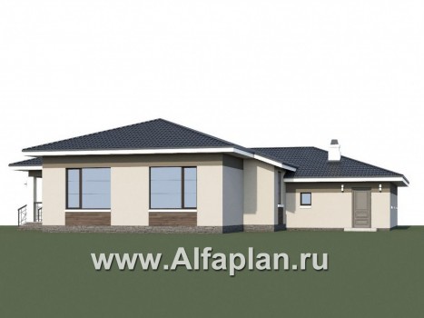 «Ариадна» - проект одноэтажного дома, планировка 3 спальни, c террасой, с гаражом на 2 авто, в современном стиле - превью дополнительного изображения №1