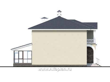 «Либезюсефрау» - проект красивого двухэтажного дома с эркером, с балконом и гаражом - превью фасада дома