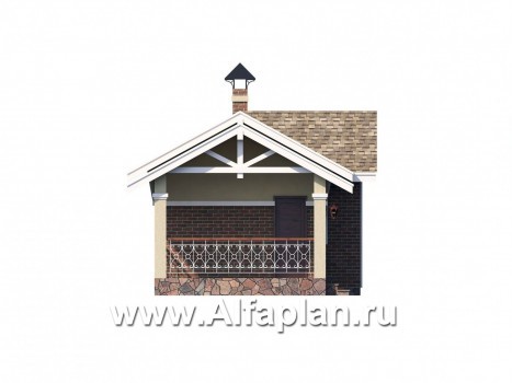 Проекты домов Альфаплан - Дом для отдыха(баня) с уютным крыльцом - превью фасада №3