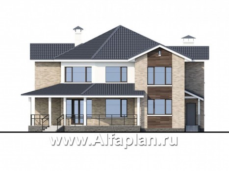Проекты домов Альфаплан - «Махаон» - эксклюзивный дом с диагональным построением - превью фасада №3