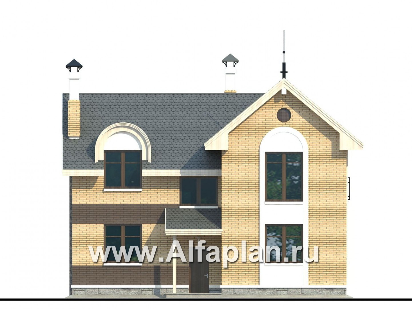 Проекты домов Альфаплан - «Фантазия» - проект двухэтажного дома дома , с эркером и с террасой - изображение фасада №4