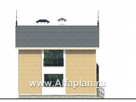 Проекты домов Альфаплан - «Фантазия» - проект двухэтажного дома дома , с эркером и с террасой - превью фасада №3