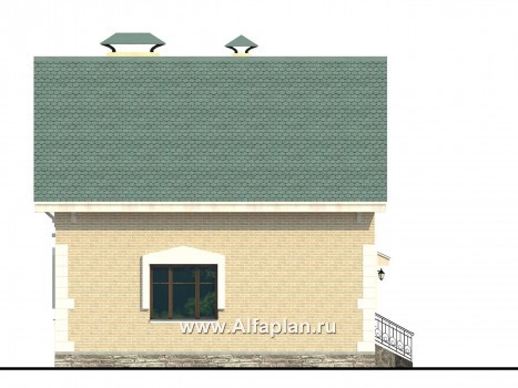 Проект дома с мансардой из газобетона «Оптима», открытая планировка, фото - превью фасада дома