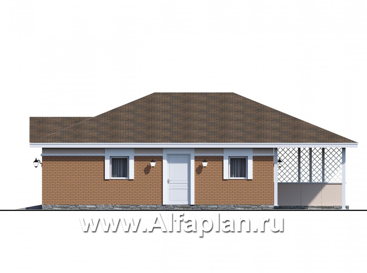 Проекты домов Альфаплан - Гараж на два автомобиля с кладовой и дровником - изображение фасада №2