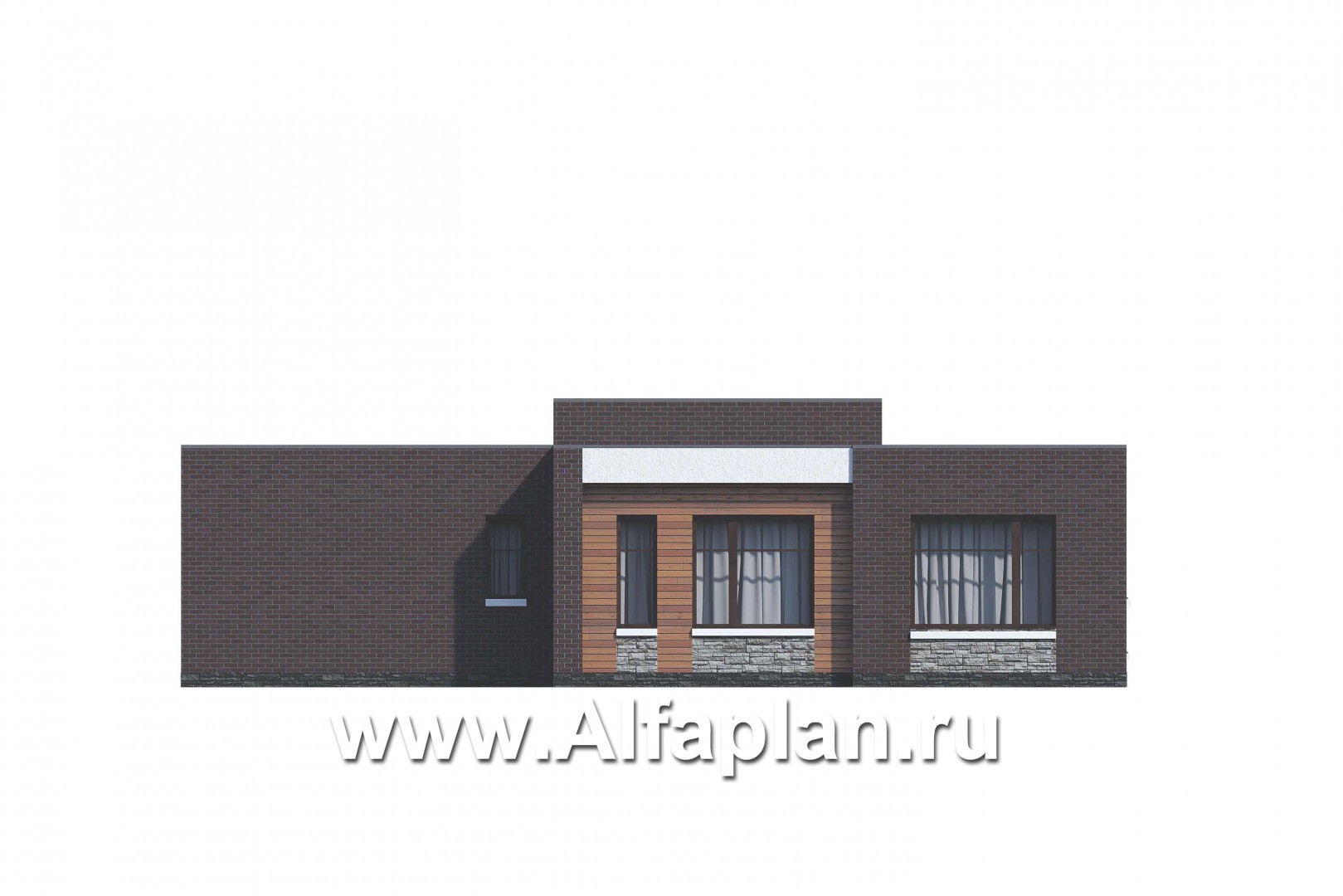 Проекты домов Альфаплан - «Эрато» — одноэтажный дом с плоской кровлей - изображение фасада №4
