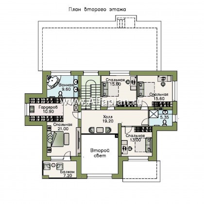 Проекты домов Альфаплан - «Арно» - классический особняк с двусветной столовой и бассейном - превью плана проекта №2