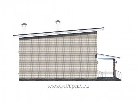 Проекты домов Альфаплан - «Эрго» - проект компактного дома 10х10м с односкатной кровлей - превью фасада №2