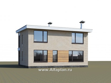 Проекты домов Альфаплан - «Эрго» - проект компактного дома 10х10м с односкатной кровлей - превью дополнительного изображения №2