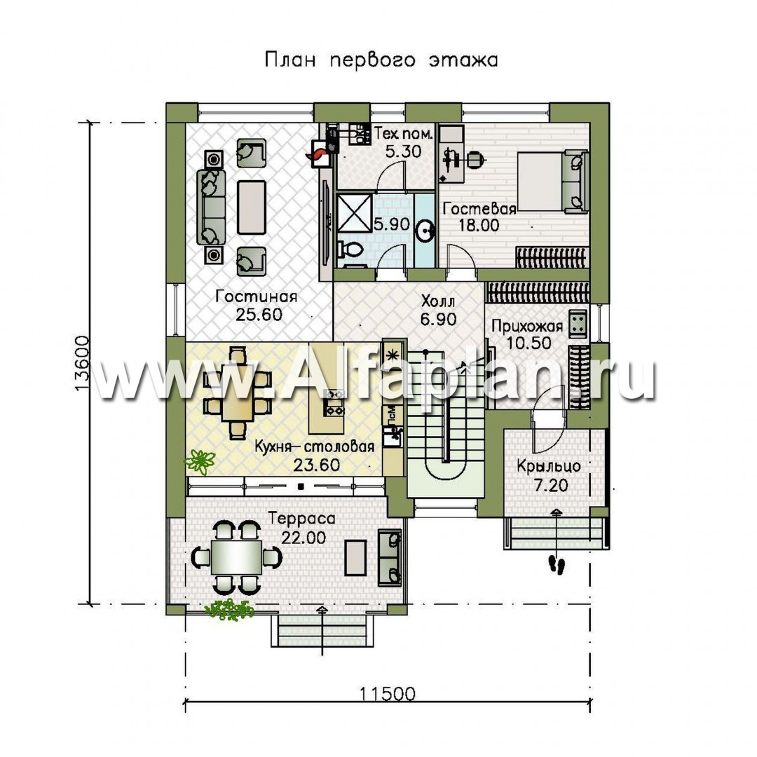 Проекты домов Альфаплан - «Эрго» - проект рационального, уютного современного дома - изображение плана проекта №1