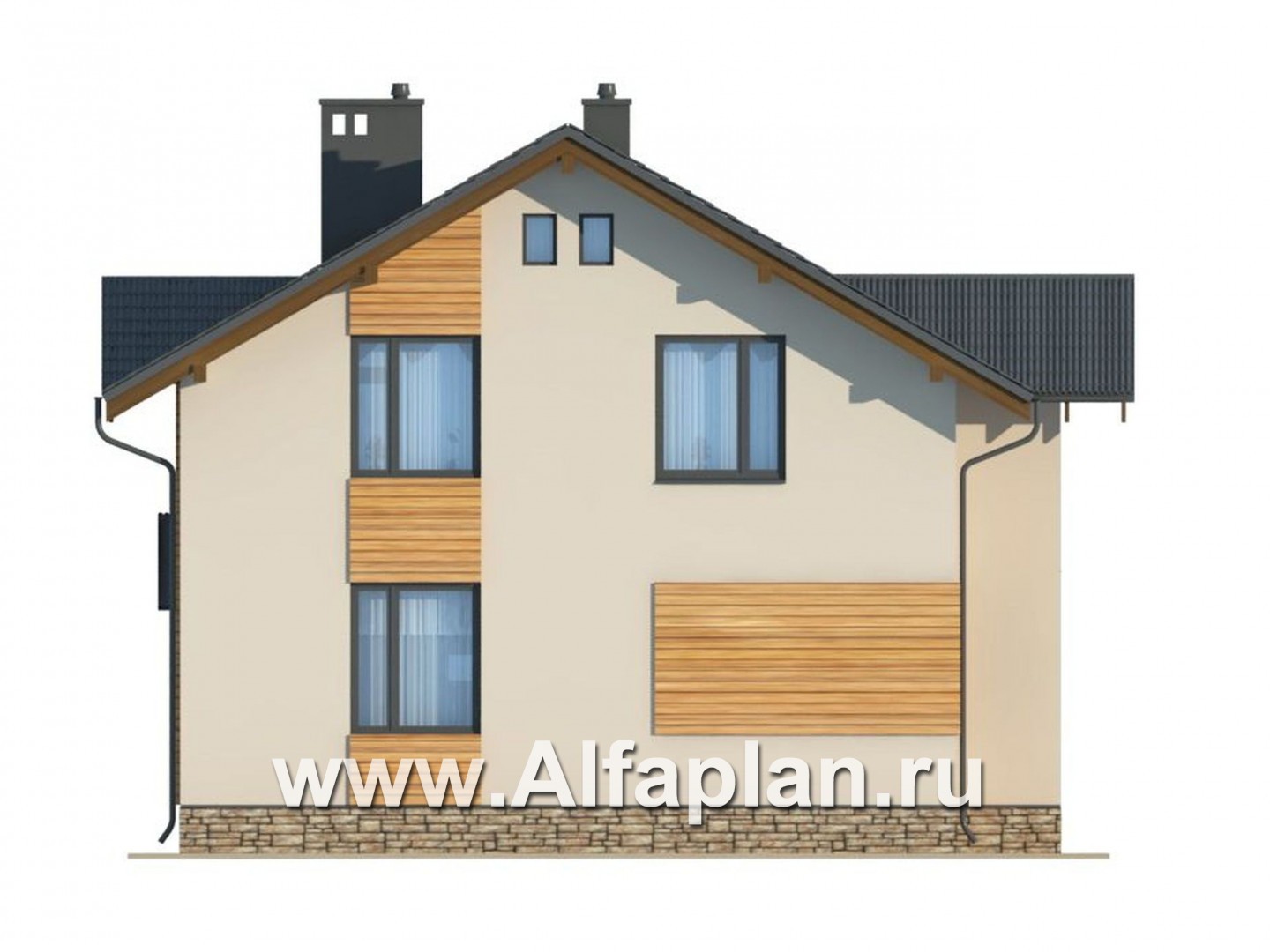 Проекты домов Альфаплан - Проект экономичного дома из газобетона - изображение фасада №4