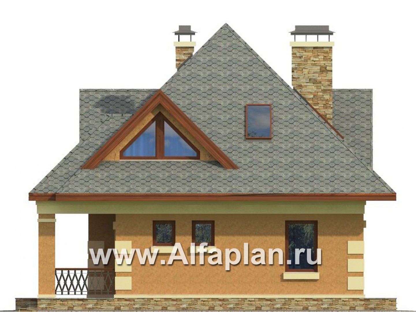 Проекты домов Альфаплан - Проект экономичного дома для маленького участка - изображение фасада №2