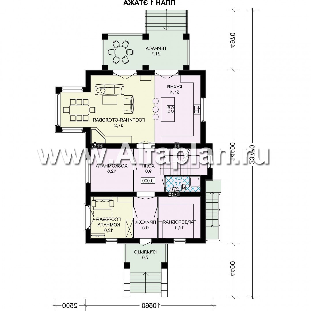 Проекты домов Альфаплан - Проект особняка бизнес класса с цокольным этажом и мансардой - план проекта №2