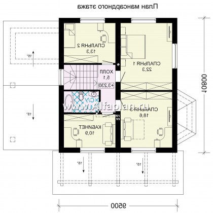Проекты домов Альфаплан - Проект компатного дома с навесом для машины - превью плана проекта №2