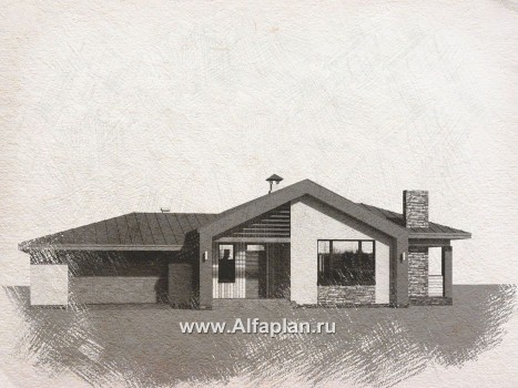 «Аркада» - проект одноэтажного дома, современный стиль, барнхаус, с террасой и с гаражом - превью дополнительного изображения №2