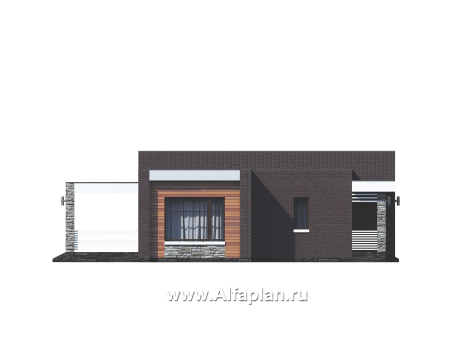 «Магнолия» — красивый проект одноэтажного дома, планировка 3 спальни, современный стиль с плоской крышей - превью фасада дома