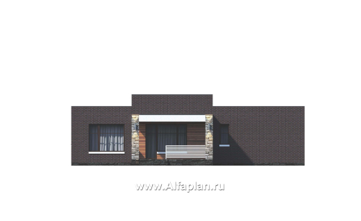 «Магнолия» — красивый проект одноэтажного дома, планировка 3 спальни, современный стиль с плоской крышей - превью фасада дома