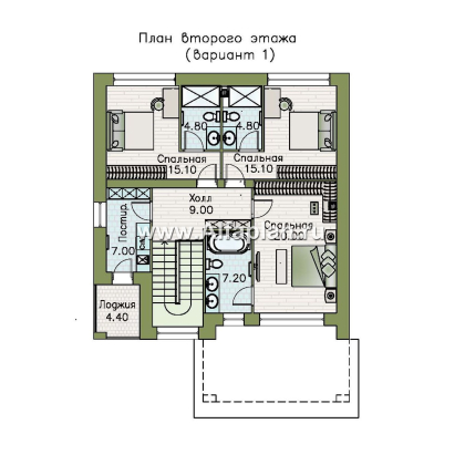 Проекты домов Альфаплан - «Эрго» - проект компактного дома 10х10м с удобной планировкой - превью плана проекта №2
