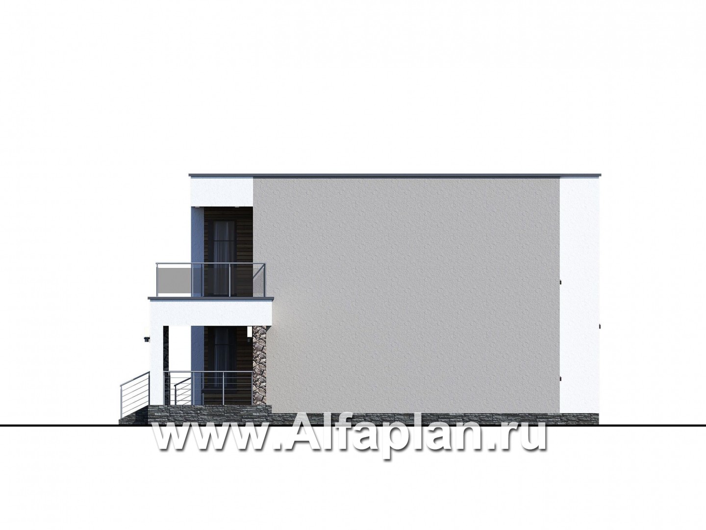 Проекты домов Альфаплан - «Серотонин» - проект современного хай-тек дома с плоской кровлей - изображение фасада №4