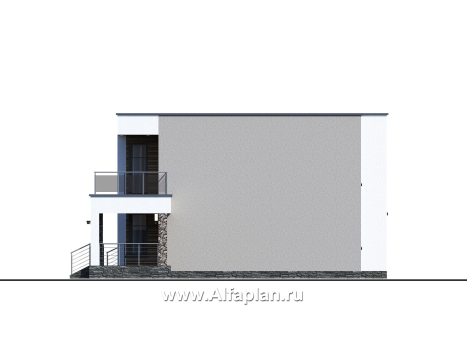 «Серотонин» - проект двухэтажного дома, в современном стиле хай-тек, с террасой и балконом, навес на 2 авто - превью фасада дома