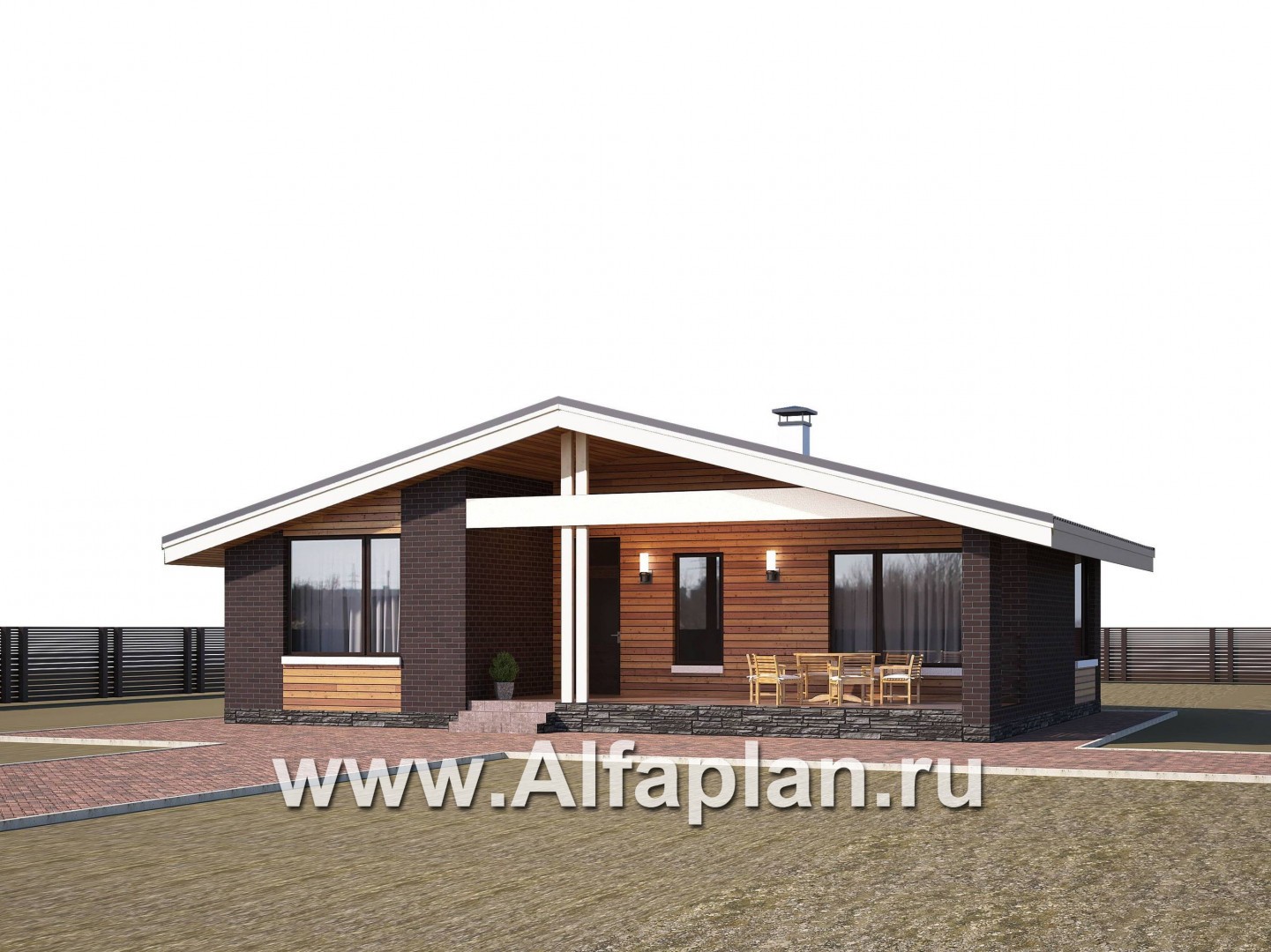 Проекты домов Альфаплан - «Бета» - стильный каркасный коттедж с террасой - дополнительное изображение №1
