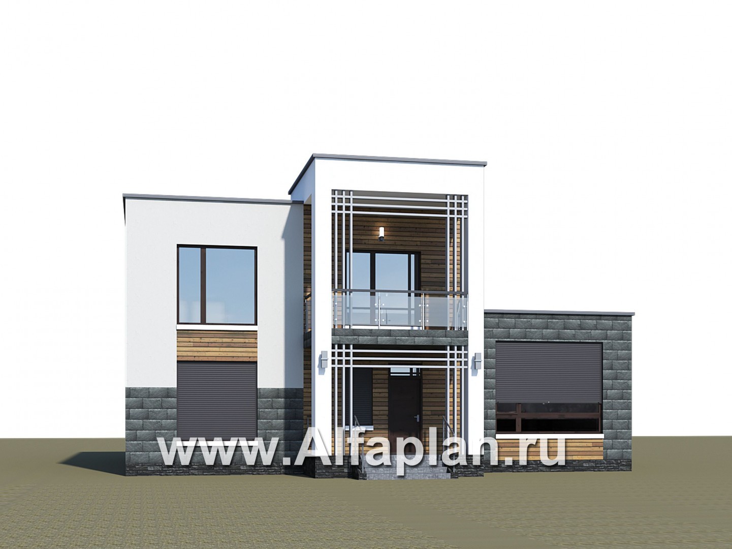 Проекты домов Альфаплан - «Футура» - современный двухэтажный дом с плоской кровлей - дополнительное изображение №1