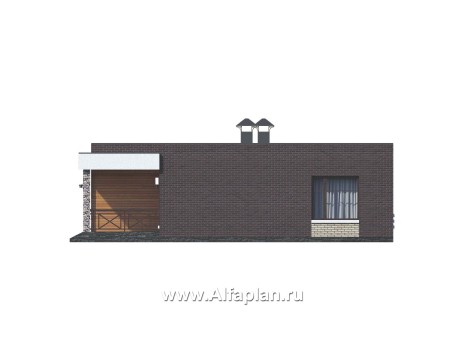 «Риверсайд» - проект одноэтажного дома, с мастер спальня, в стиле хай-тек - превью фасада дома