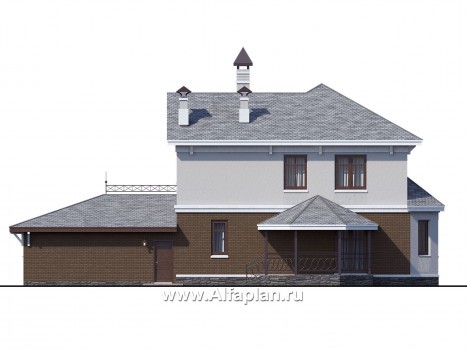 «Классика»- проект двухэтажного особняка с эркером и большим гаражом - превью фасада дома