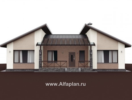 Проекты домов Альфаплан - «Стрельна» - проект одноэтажного дома с 4-мя спальнями, и террасой со стороны входа - превью дополнительного изображения №2