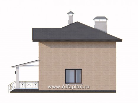 Проекты домов Альфаплан - «Серебро» - проект дома для небольшой семьи, вход с южных направлений - превью фасада №2