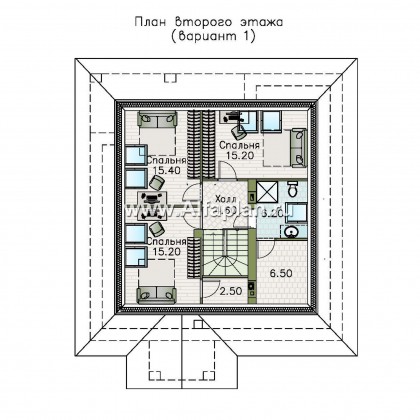 «Перспектива» - проект дома с мансардой, с террасой, с мансардными окнами, в современном стиле - превью план дома