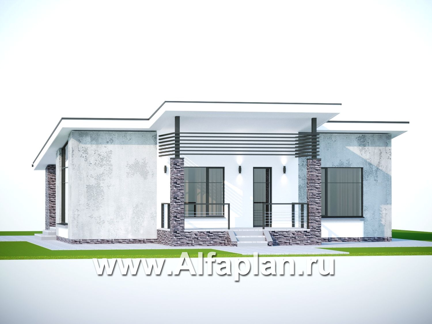 «Корица» - проект одноэтажного дома, с террасой, 2 спальни, с односкатной крышей - дизайн дома №2