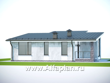 «Корица» - проект одноэтажного дома, с террасой, 2 спальни, с односкатной крышей - превью дополнительного изображения №3