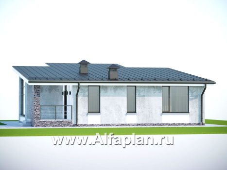 «Корица» - проект одноэтажного дома, с террасой, 2 спальни, с односкатной крышей - превью дополнительного изображения №3