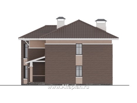 Проекты домов Альфаплан - "Вермеер" - проект двухэтажного дома с эркером и лестницей в гостиной - превью фасада №2