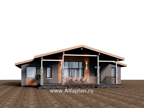 Проекты домов Альфаплан - "Форест" - проект одноэтажного дома с большой террасой - превью дополнительного изображения №1
