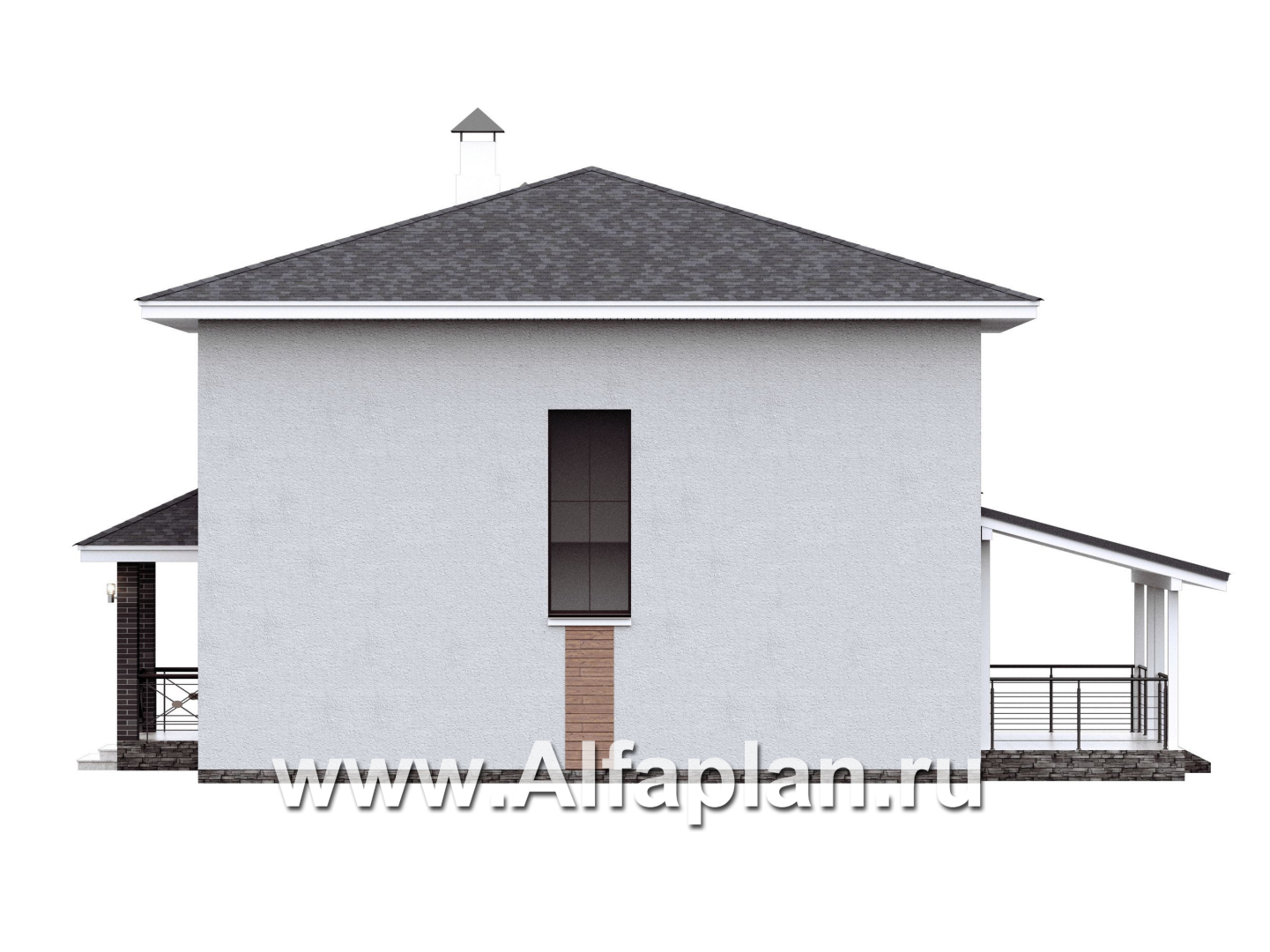 Проекты домов Альфаплан - "Остров сокровищ" - проект экономичного дома со вторым светом из газобетона - изображение фасада №2