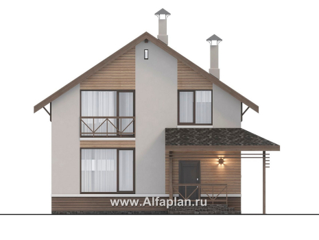 Проекты домов Альфаплан - "Бессер" - проект рационального каркасного дома - превью фасада №1