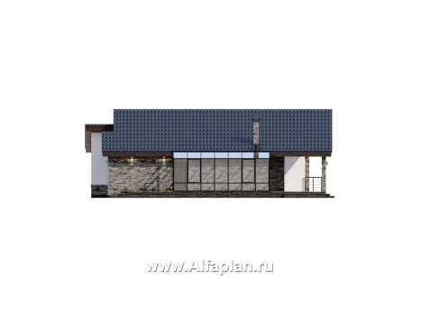 Проекты домов Альфаплан - "Ривьера" - современный, роскошный одноэтажный дом - превью фасада №3