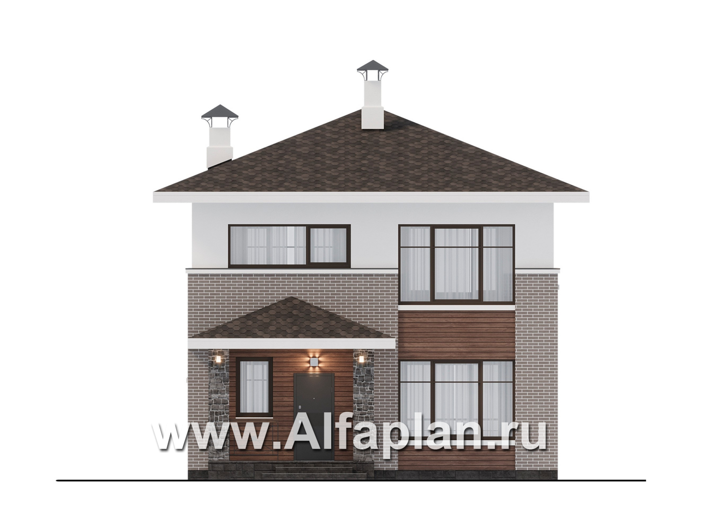 Проекты домов Альфаплан - "Остров сокровищ" - проект комфортного, простого дома из газобетона - изображение фасада №1