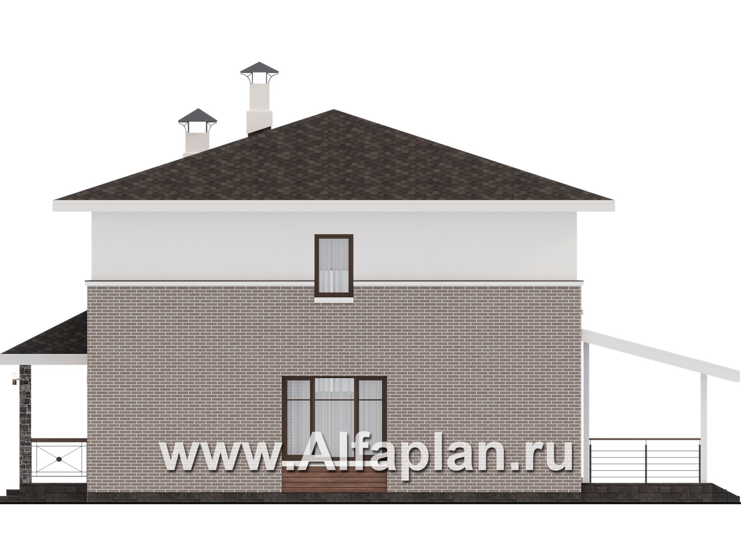 Проекты домов Альфаплан - "Остров сокровищ" - проект комфортного, простого дома из газобетона - изображение фасада №2