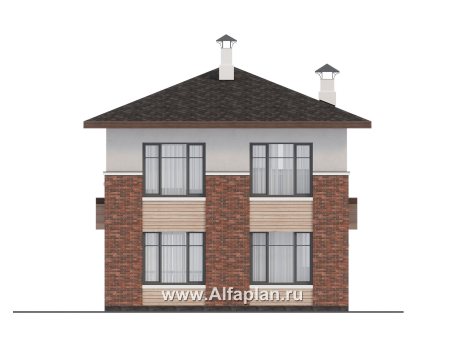 Проекты домов Альфаплан - "Остров сокровищ" - проект комфортного, простого дома из газобетона, с террасой со стороны главного фасада - превью фасада №4