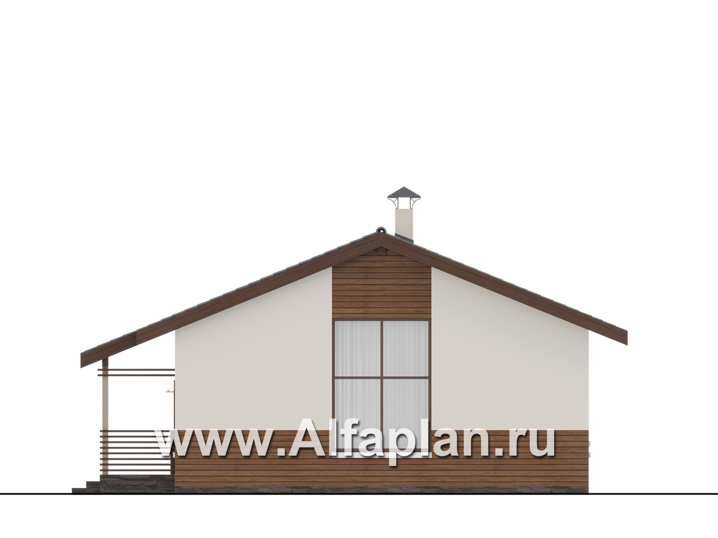 «Пикколо» - проект простого одноэтажного дома, планировка мастер спальня и сауна - фасад дома