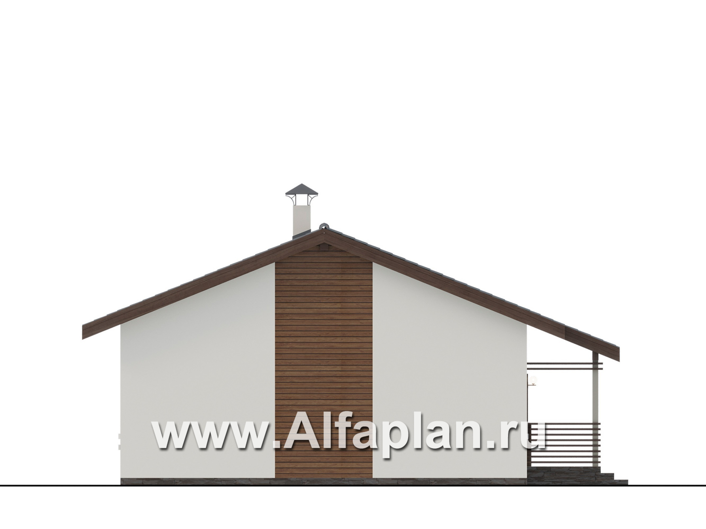 «Пикколо» - проект простого одноэтажного дома, планировка мастер спальня и сауна - фасад дома