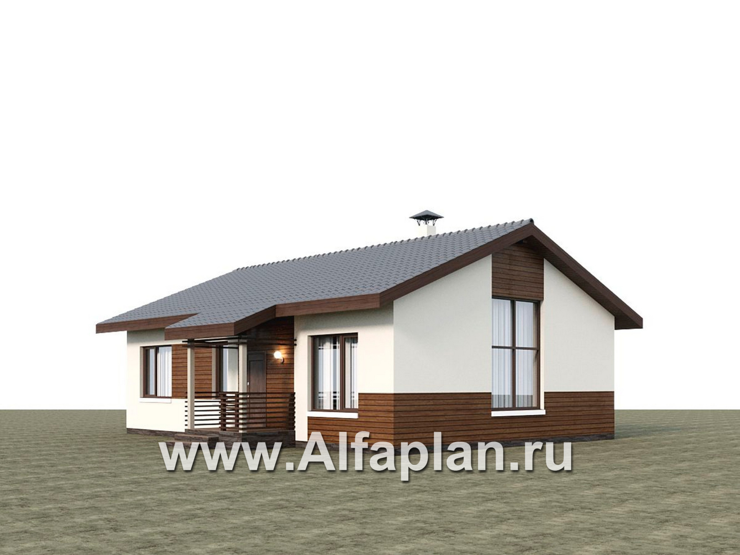 «Пикколо» - проект простого одноэтажного дома, планировка мастер спальня и сауна - дизайн дома №2