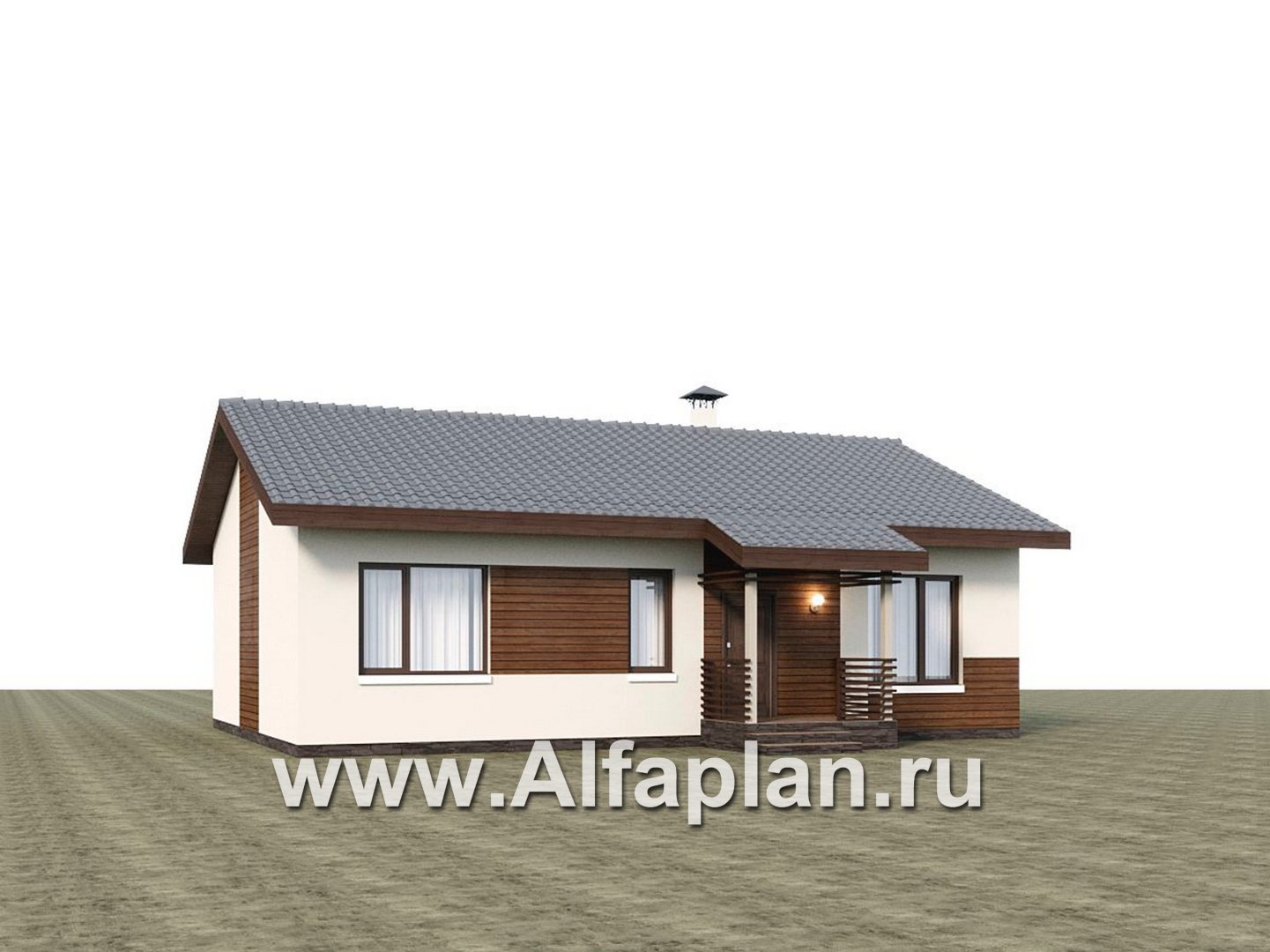 «Пикколо» - проект простого одноэтажного дома, планировка мастер спальня и сауна - дизайн дома №3