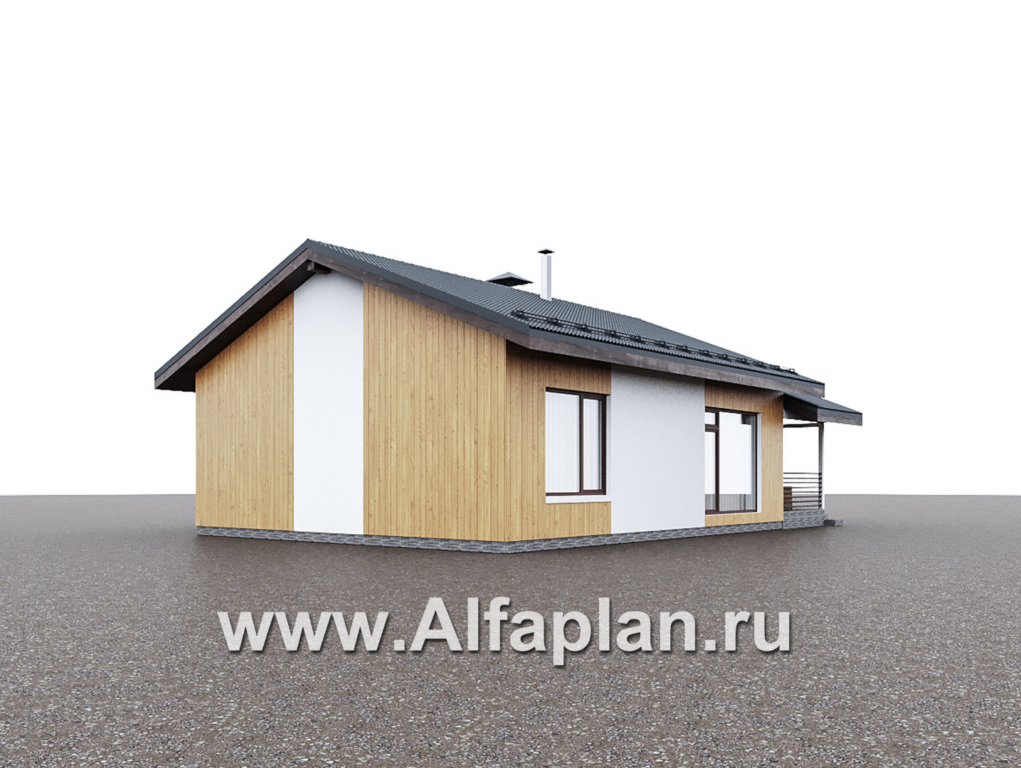 Проекты домов Альфаплан - "Литен" - проект простого одноэтажного дома с комфортной планировкой, с террасой - дополнительное изображение №6