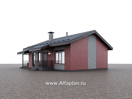 Проекты домов Альфаплан - "Литен" - проект простого одноэтажного дома с комфортной планировкой, с террасой - превью дополнительного изображения №1