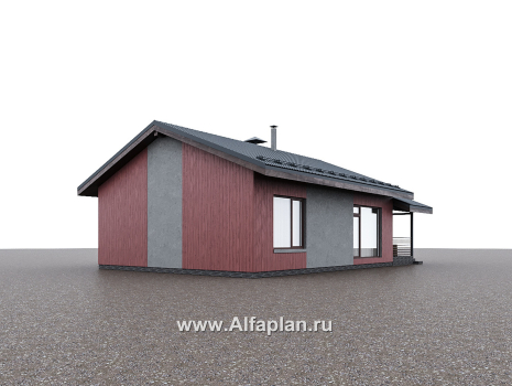Проекты домов Альфаплан - "Литен" - проект простого одноэтажного дома с комфортной планировкой, с террасой - превью дополнительного изображения №2