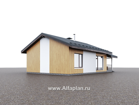 Проекты домов Альфаплан - "Литен" - проект простого одноэтажного дома с комфортной планировкой, с террасой - превью дополнительного изображения №6